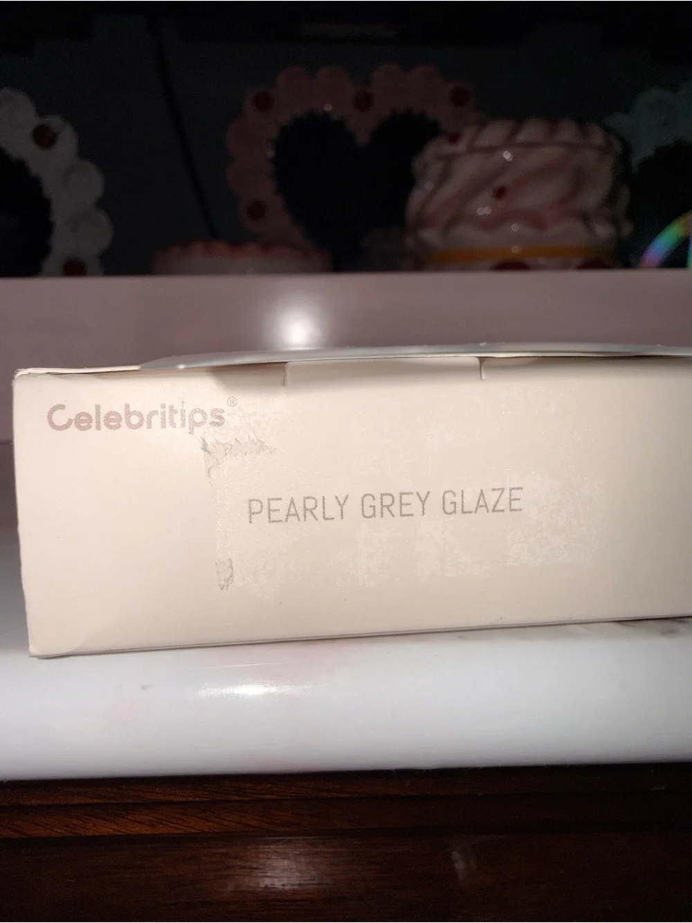 Celebritips “Pearly Grey Glaze” Short Almond Press-On Nails
